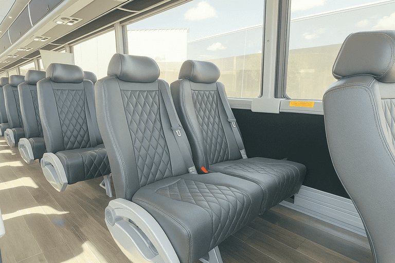 interior of Norman Minibus Company charter bus