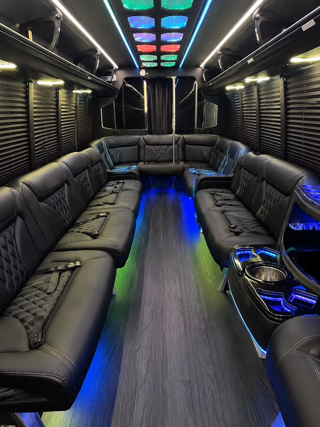 norman 20 passenger party bus interior