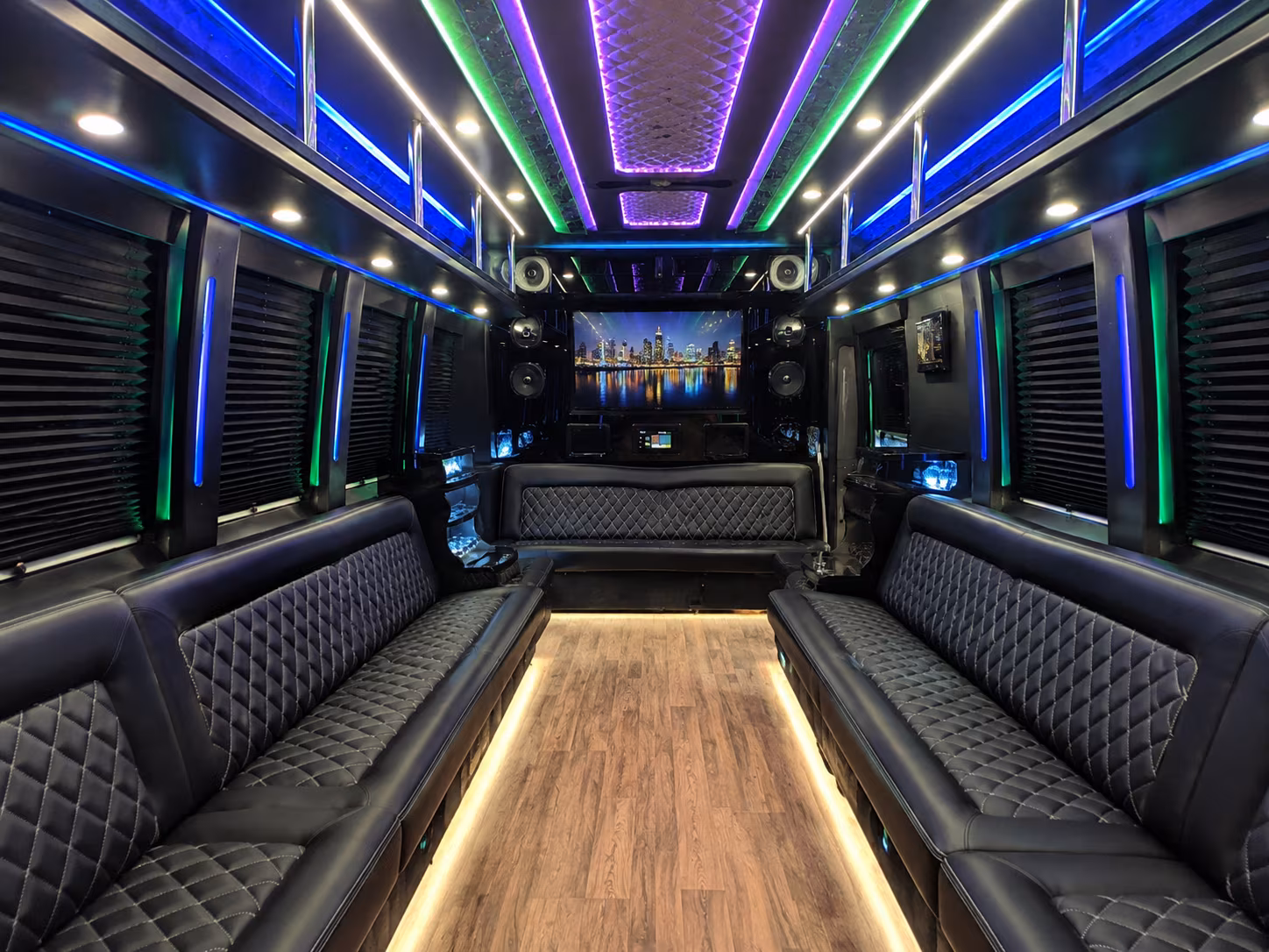 norman 25 passenger party bus interior