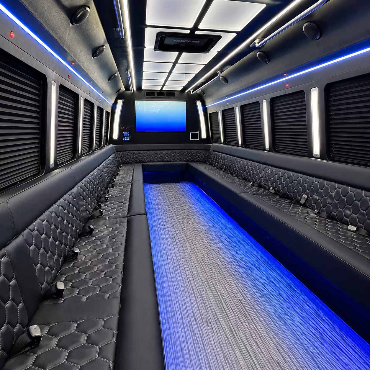 norman 50 passenger party bus inside
